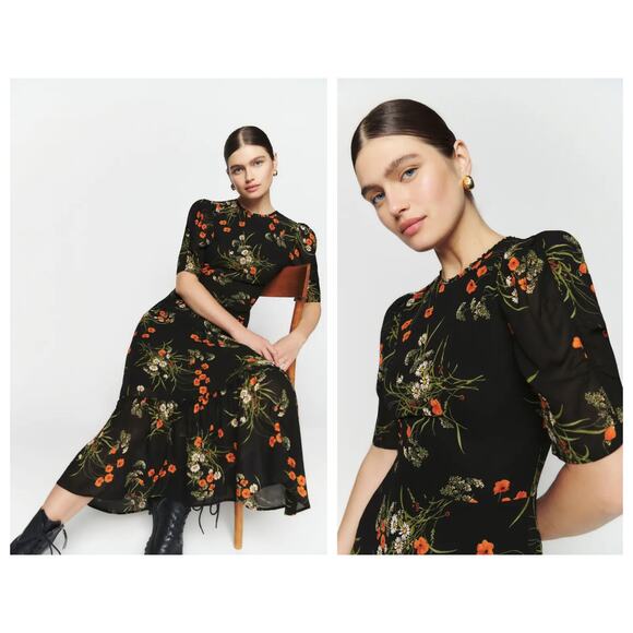 NWT Reformation Addaline Floral Print Dress Size 2 - Picture 7 of 9